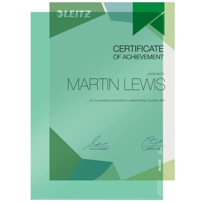 Insteekmap L-model Leitz Premium copy safe 0.15mm PVC A4 groen 100 stuks