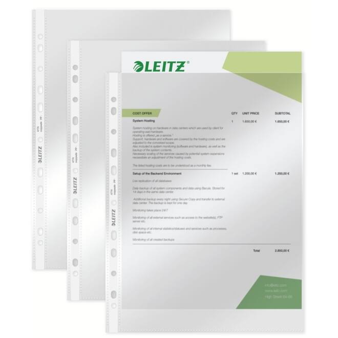 Showtas Leitz Premium standaard copy safe 0.08mm PP A4 transparant 100 stuks