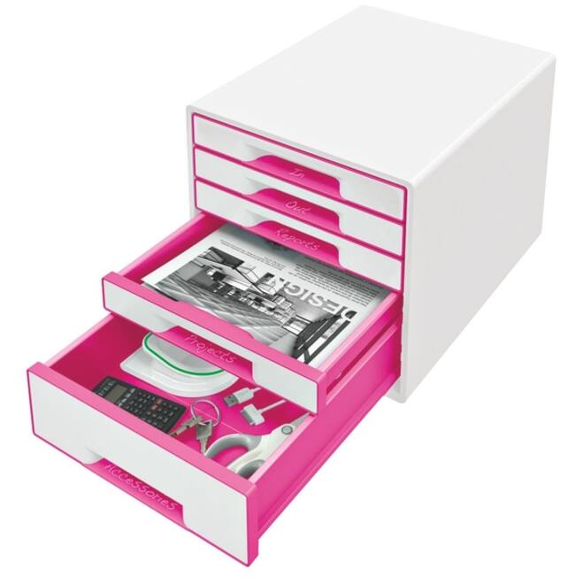 Ladenblok Leitz WOW 5 laden wit/roze