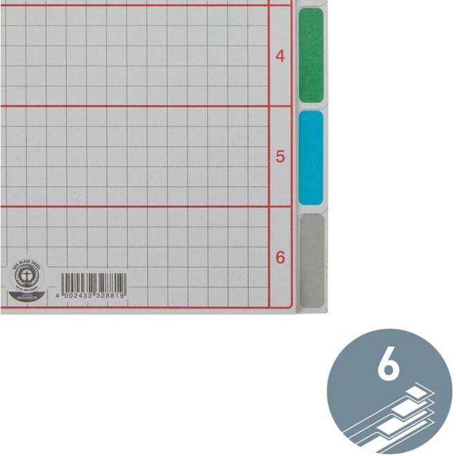 Tabbladen Leitz 4-gaats 4350 6-delig grijs karton