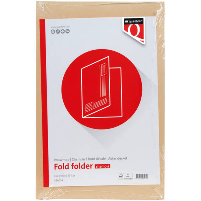 Vouwmap Quantore Folio ongelijke zijde 250gr beige