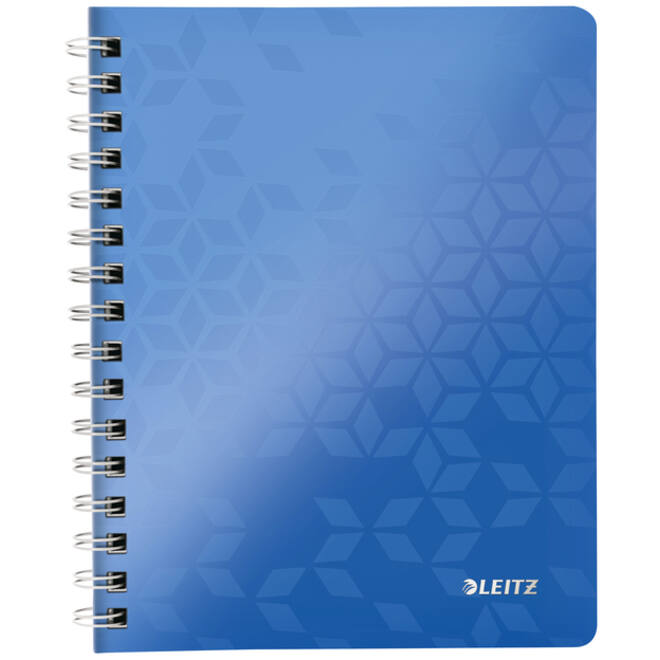 Notitieboek Leitz WOW A5 spiraal PP lijn blauw