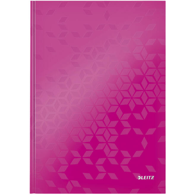 Notitieboek Leitz WOW A4 160blz 90gr lijn roze