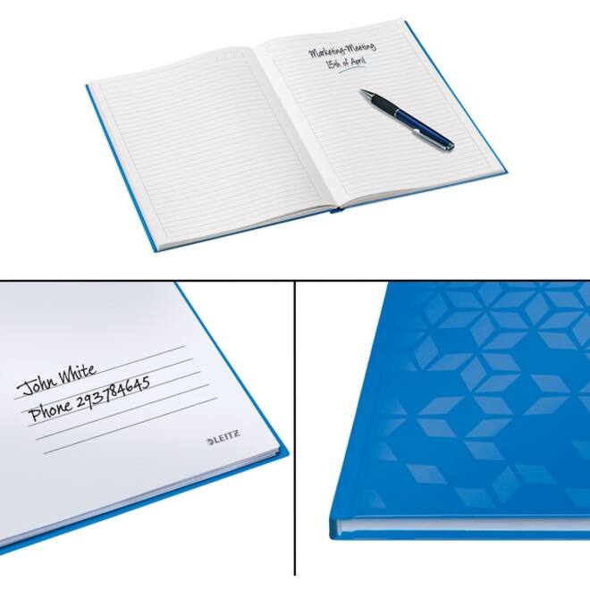 Notitieboek Leitz WOW A5 160blz 90gr lijn blauw