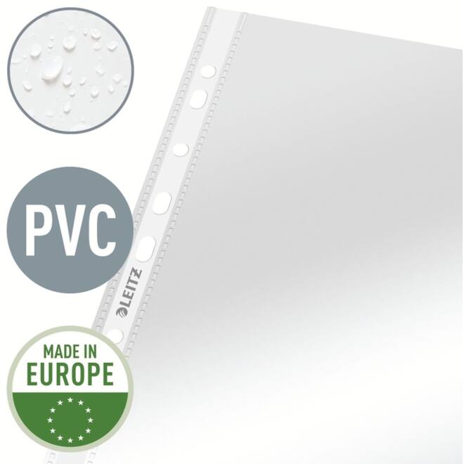 Showtas Leitz Premium standaard copy safe 0.09mm 4-gaats PVC A4 glashelder 100 stuks