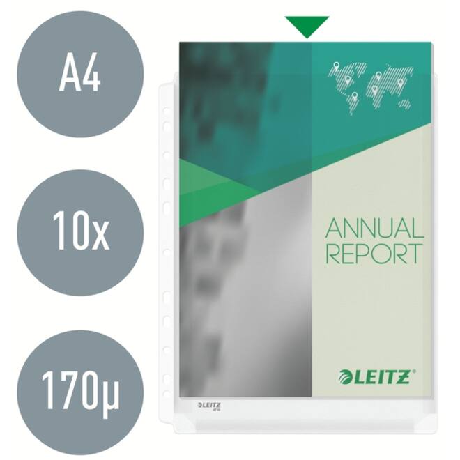 Showtas Leitz Premium copy safe 0.17mm PVC Expansievouw glashelder 10 stuks