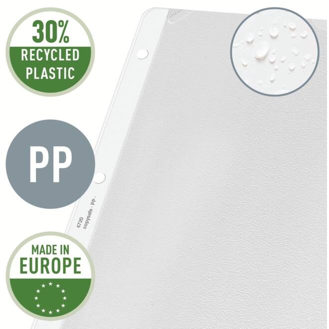 Showtas Leitz Premium copy safe 0.13mm 4-gaats PP A4 transparant 100 stuks