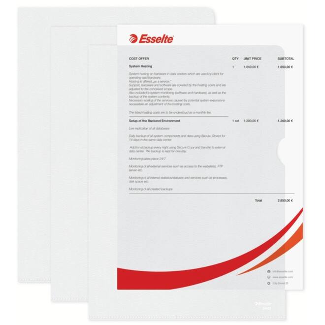 Insteekmap L-model Esselte standaard copy safe PP A4 transparant 100 stuks