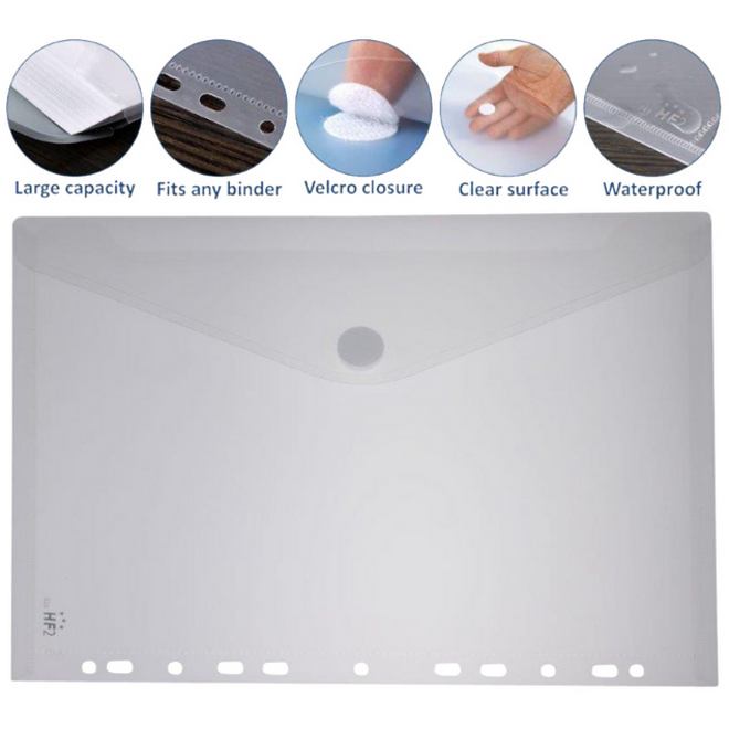 Enveloptas HF2 A4 240x310mm 11-gaats PP transparant wit