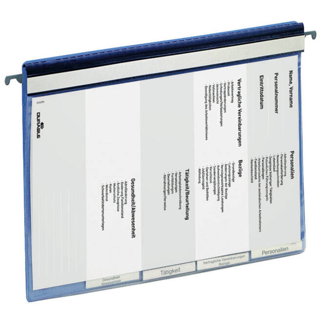Personeelsmap Durable 5 vakken + hangrail blauw