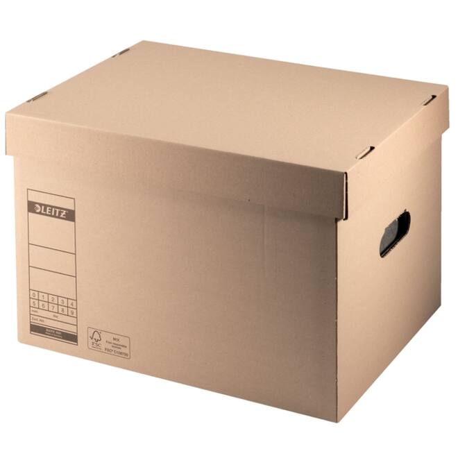 Archief- en transportdoos met deksel Leitz Premium 335x280x440mm natuurbruin