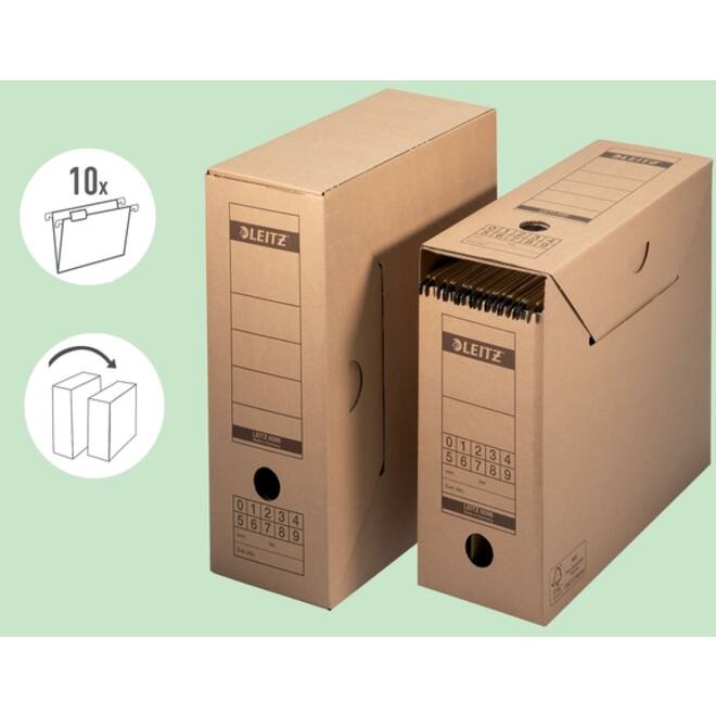 Archiefdoos met deksel Leitz Premium 120x275x325mm natuurbruin