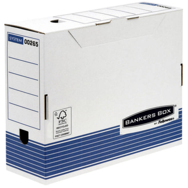 Archiefdoos Bankers Box System A4 100mm wit blauw