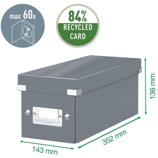 Cd box Leitz WOW Click & Store 143x136x352mm wit