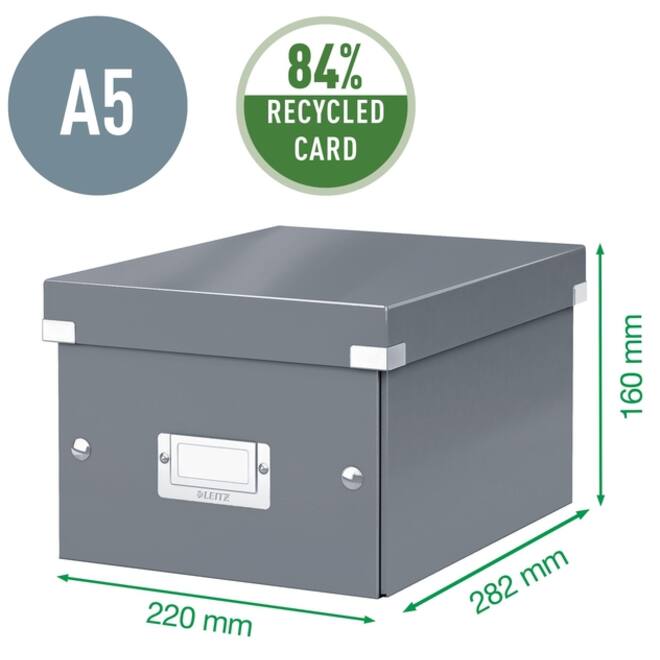 Opbergbox Leitz WOW Click & Store 200x148x250mm zwart