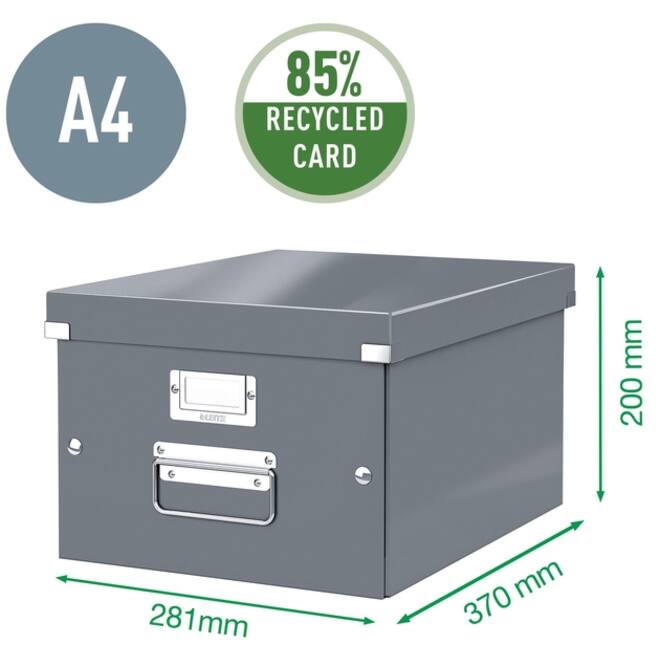 Opbergdoos Leitz WOW Click & Store middel 281x200x370mm wit