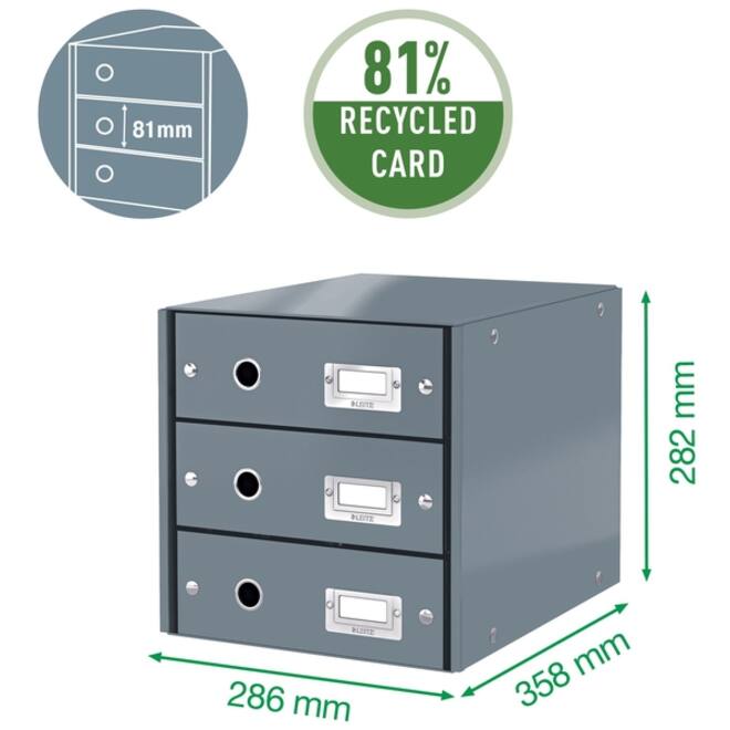 Ladenkast Leitz WOW Click & Store 4 laden zwart
