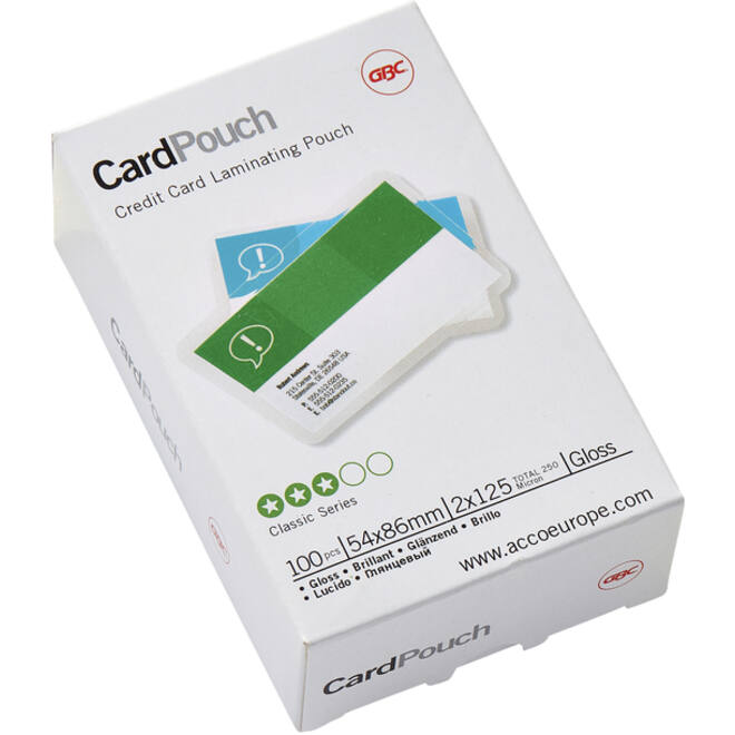 Lamineerhoes GBC creditcard 54x86mm 2x125micron 100stuks