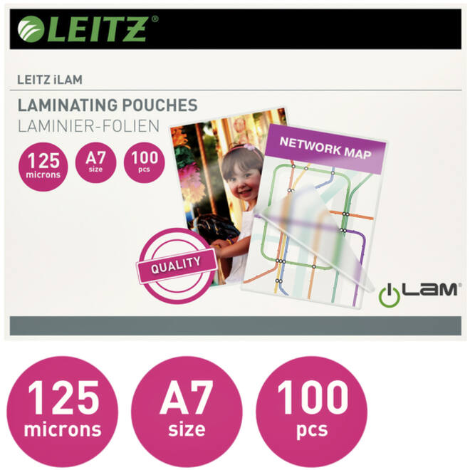 Lamineerhoes Leitz iLAM A7 2x125micron EVA 100 stuks