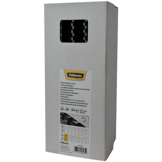 Bindrug Fellowes 22mm 21rings A4 zwart 50stuks