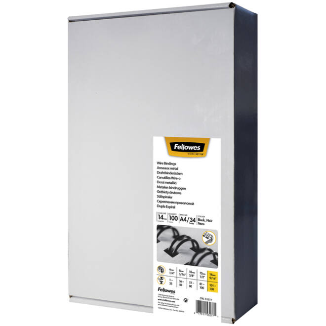 Draadrug Fellowes 14mm 34-rings A4 wit 100stuks