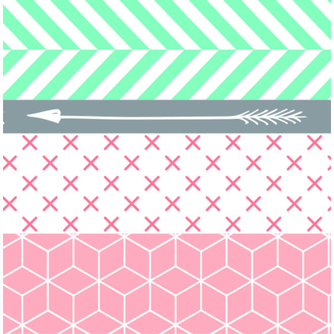 Washi tape Folia geometrisch 3x 15mmx10m 1x 5mmx10m