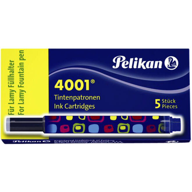 Inktpatroon Pelikan 4001 voor Lamy vulpen blauw doosje à 5 stuks