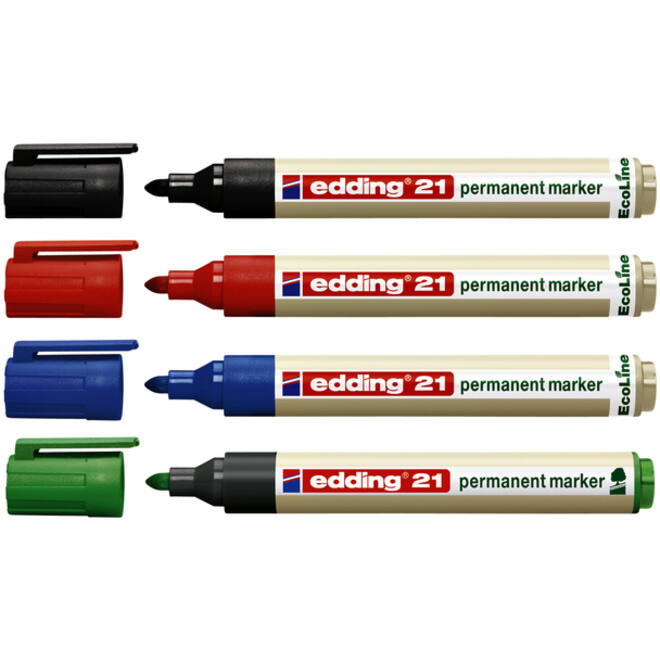 Viltstift edding 21 Ecoline rond assorti 1.5-3mm doos à 4st