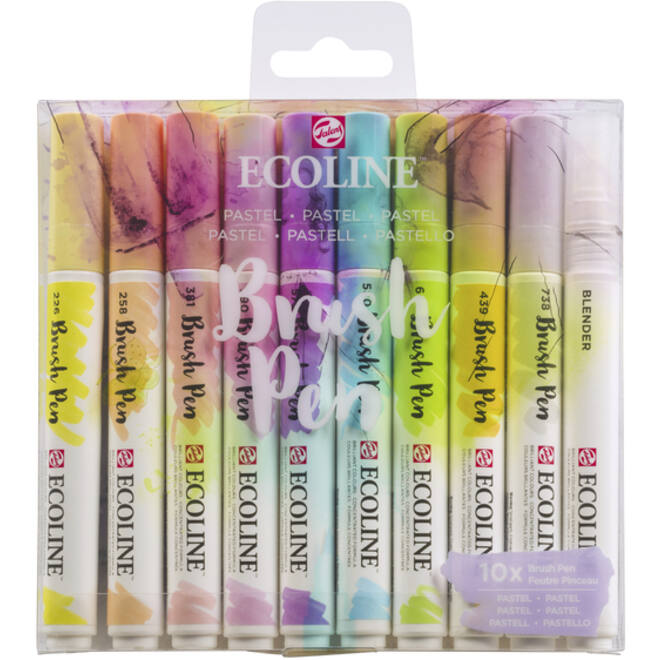 Brushpen Talens Ecoline set botanisch blister à 10 stuks assorti