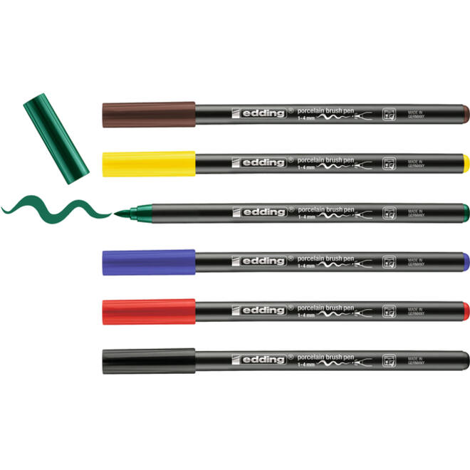 Brushpen edding 4200 porselein assorti etui à 6 stuks