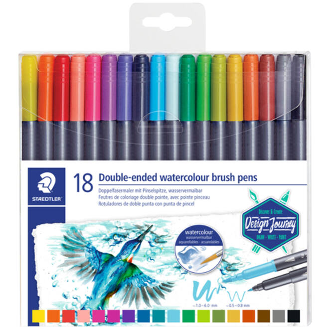 Brushpen Staedtler 3001 Marsgraphic duo 0.5-6mm blister à 18st ass