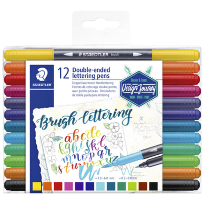 Brushpen Staedtler 3004 lettering duo 0.5-6mm blister à 12st ass