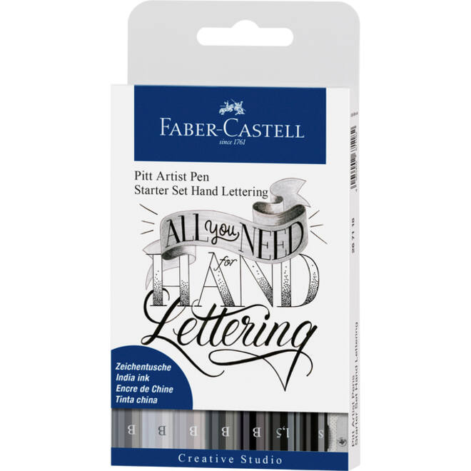 Tekenstift Faber-Castell Pitt Artist handlettering startset etui à 8 stuks