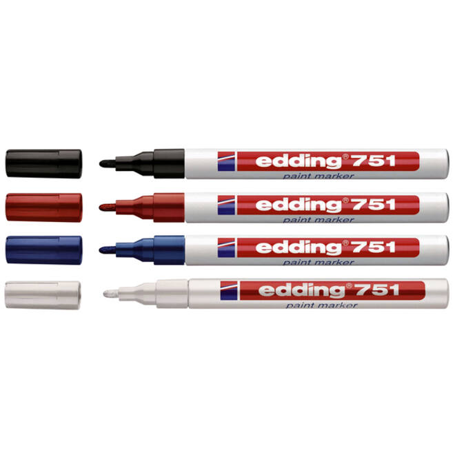 Viltstift edding 751 lakmarker rond 1-2mm zwart