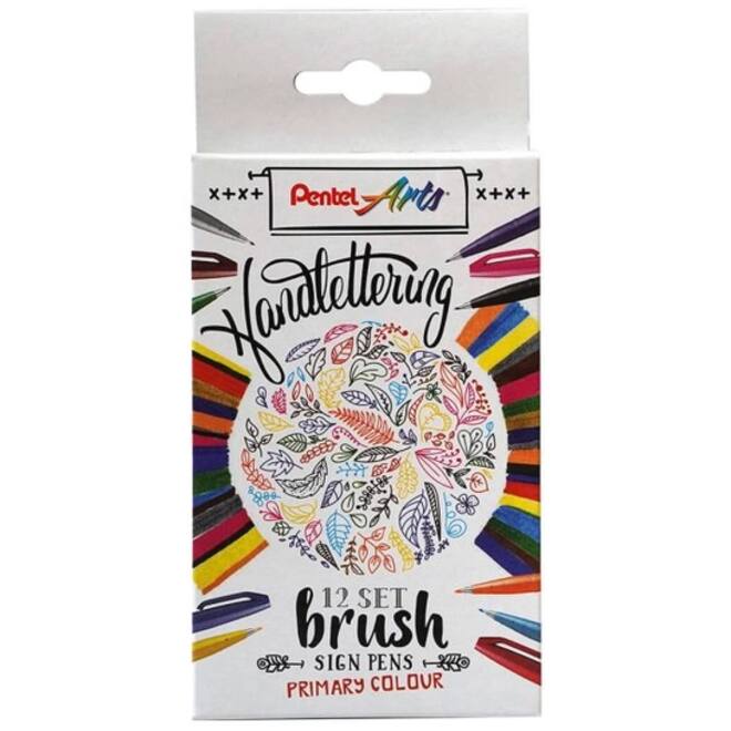 Brushpen Pentel SES15C Sign Artist standaardkleuren assorti doos à 12 stuks
