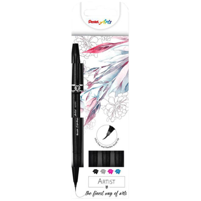 Brushpen Pentel SESF30C-4 Sign Artist assorti blister à 4 stuks