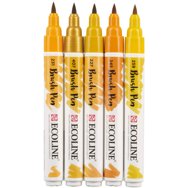 Brushpen Talens Ecoline set-aarde blister à 5 stuks ass
