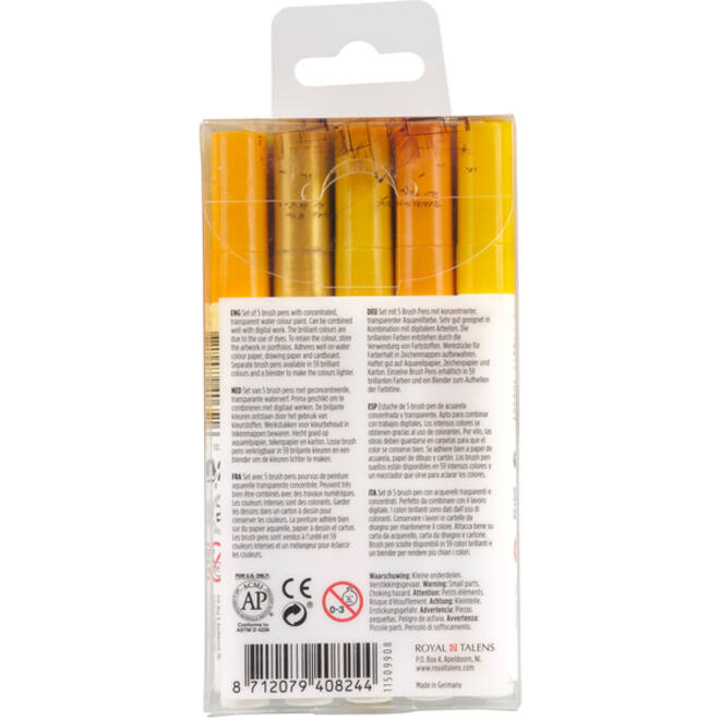 Brushpen Talens Ecoline set-aarde blister à 5 stuks ass