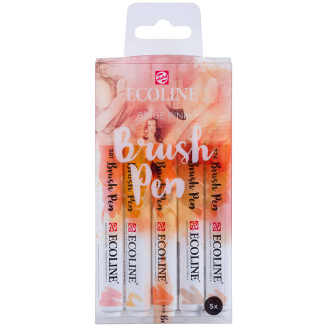 Brushpen Talens Ecoline set-beigeroze blister à 5 stuks ass