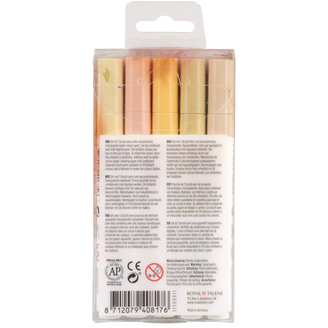 Brushpen Talens Ecoline set-beigeroze blister à 5 stuks ass