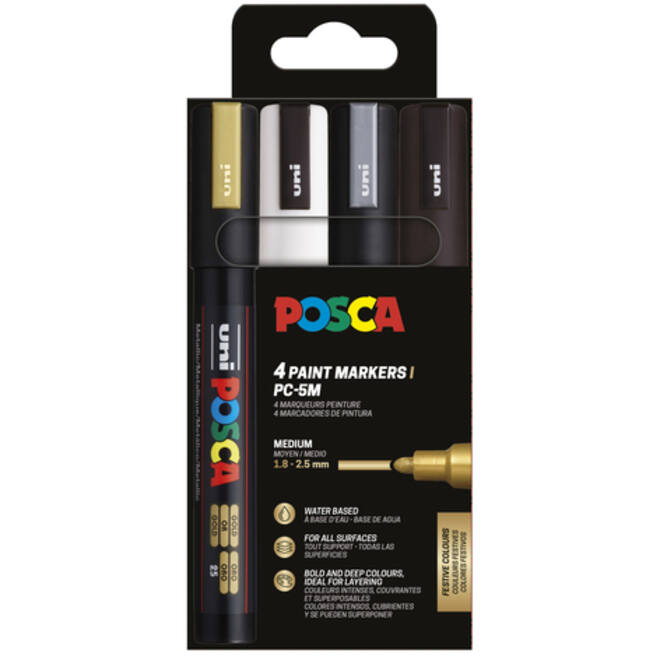 Verfstift Posca PC5M medium assorti set à 4 stuks