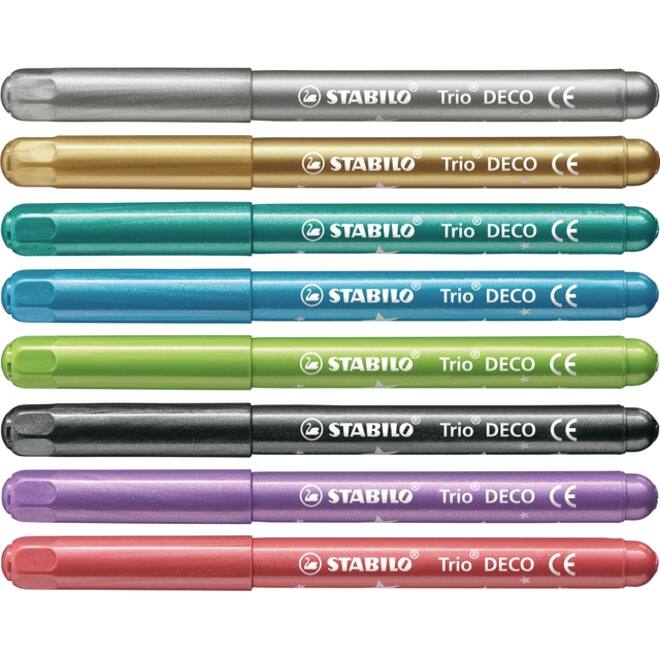 Viltstift STABILO Trio deco metallic assorti etui à 8 stuks