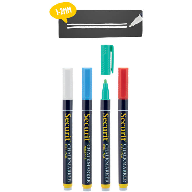 Krijtstift Securit SMA-100 rond ass 1-2mm blister à 4st