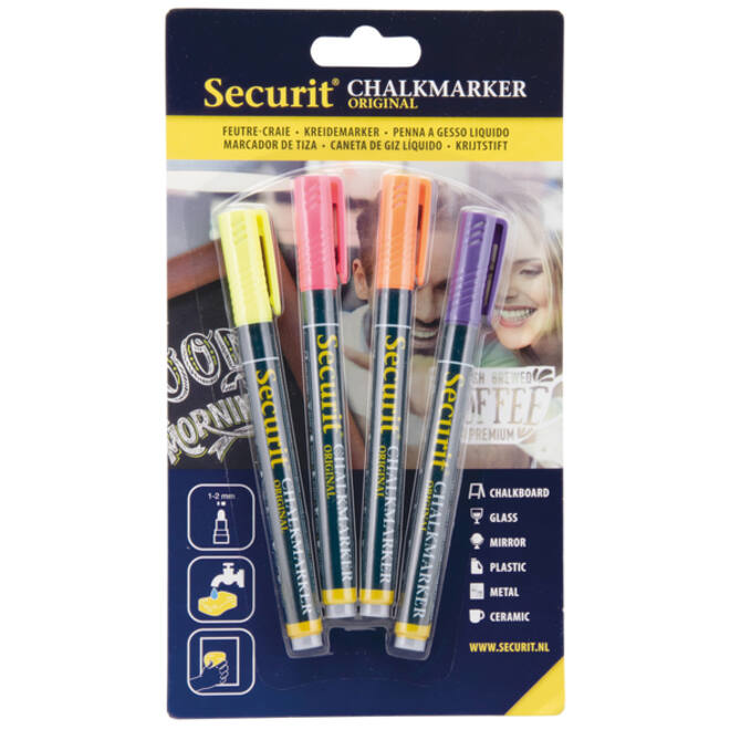Krijtstift Securit SMA-100 rond ass 1-2mm blister à 4st