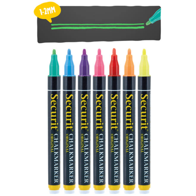 Krijtstift Securit SMA-100 rond ass 1-2mm blister à 7st