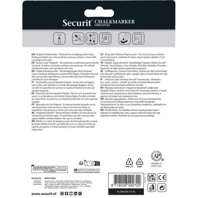 Krijtstift Securit SMA-100 rond ass 1-2mm blister à 7st