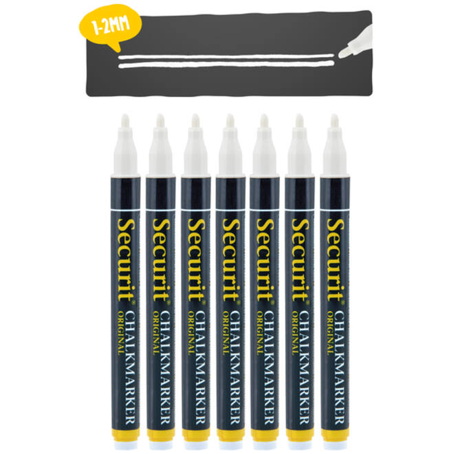 Krijtstift Securit SMA-100 rond wit 1-2mm blister à 7st