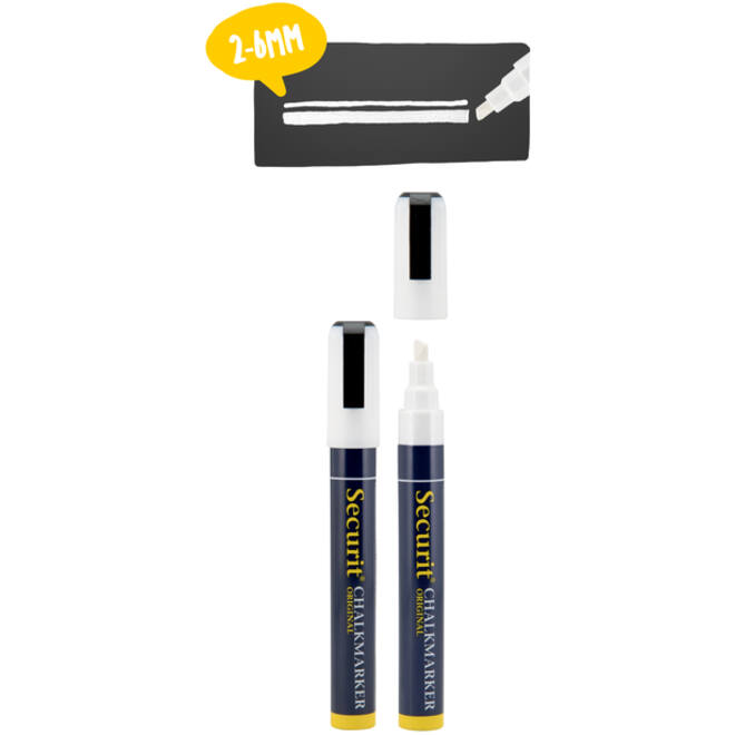 Krijtstift Securit SMA-510 schuin wit 2-6mm blister à 2st