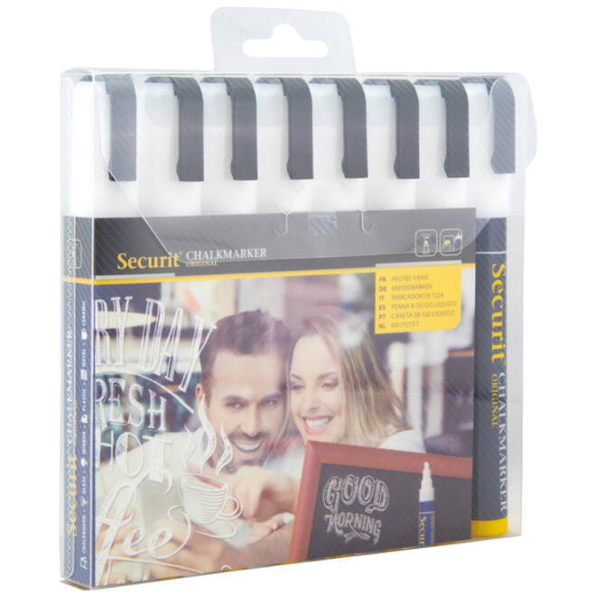 Krijtstift Securit SMA-510 schuin wit 2-6mm blister à 8st