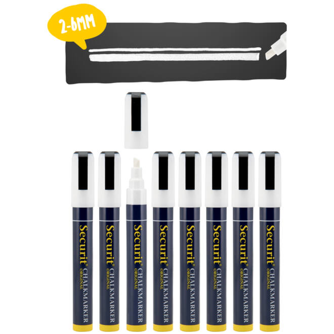 Krijtstift Securit SMA-510 schuin wit 2-6mm blister à 8st